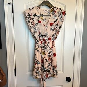 Floral Faux Wrap Dress with Belt